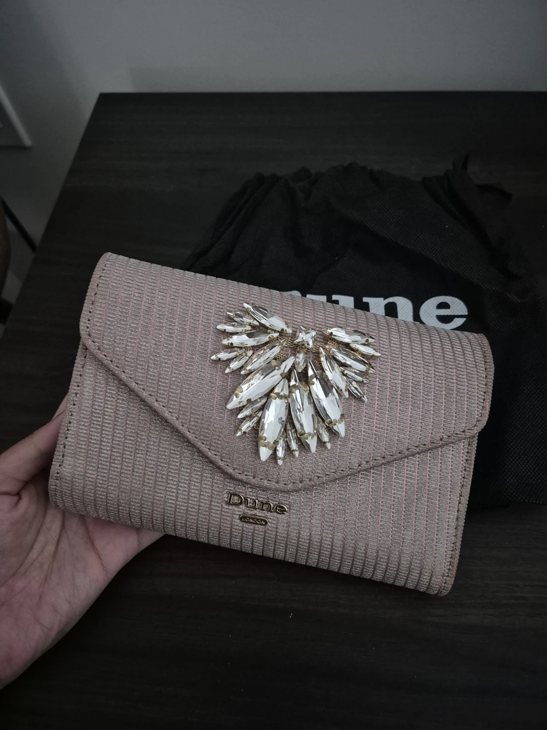 Dune London Embellished Clutch Rose Gold