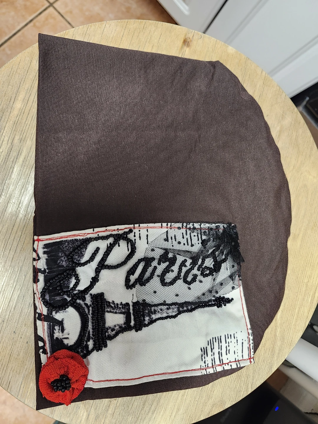 Brown Paris themed beanie