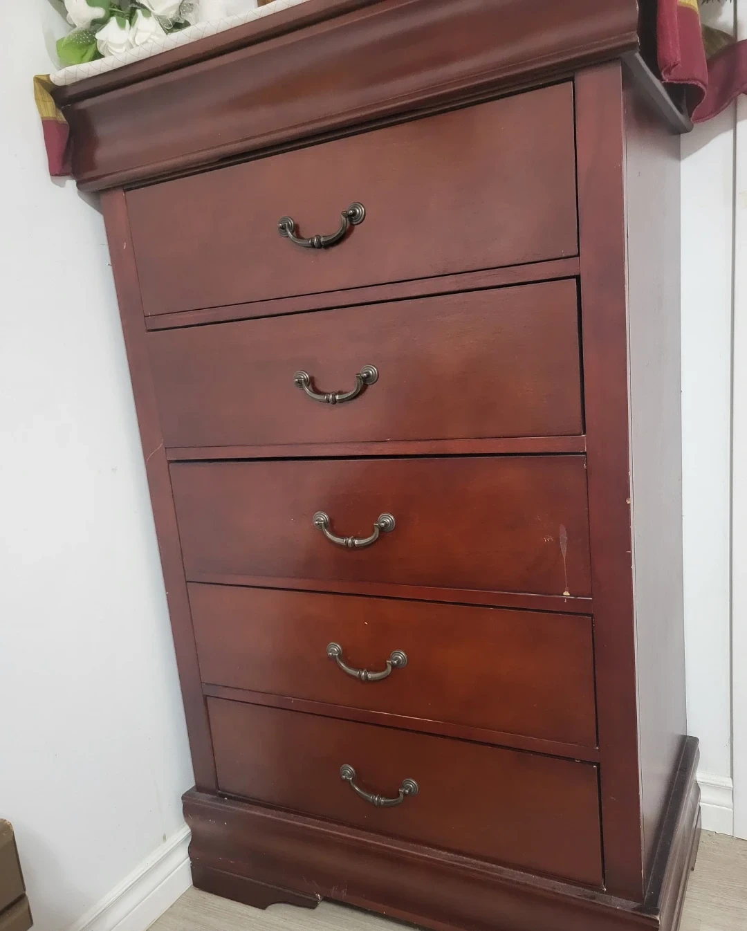 Tall Wooden Five-Drawer Dresser