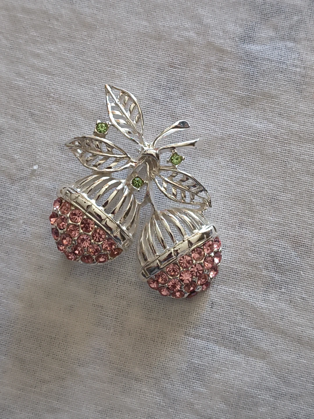 Vintage Crystal Cherry Brooch