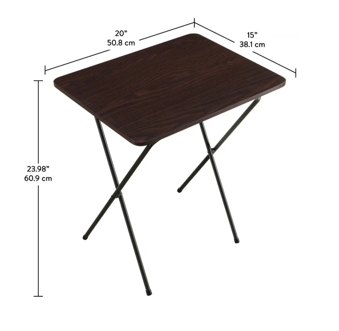 Dark Wood Finish Folding TV Tray Table
