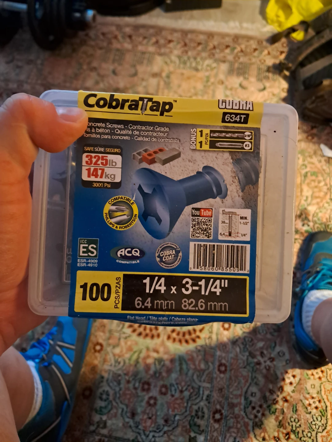 CobraTap Concrete Screws 1/4 x 3-1/4, 100 Pack