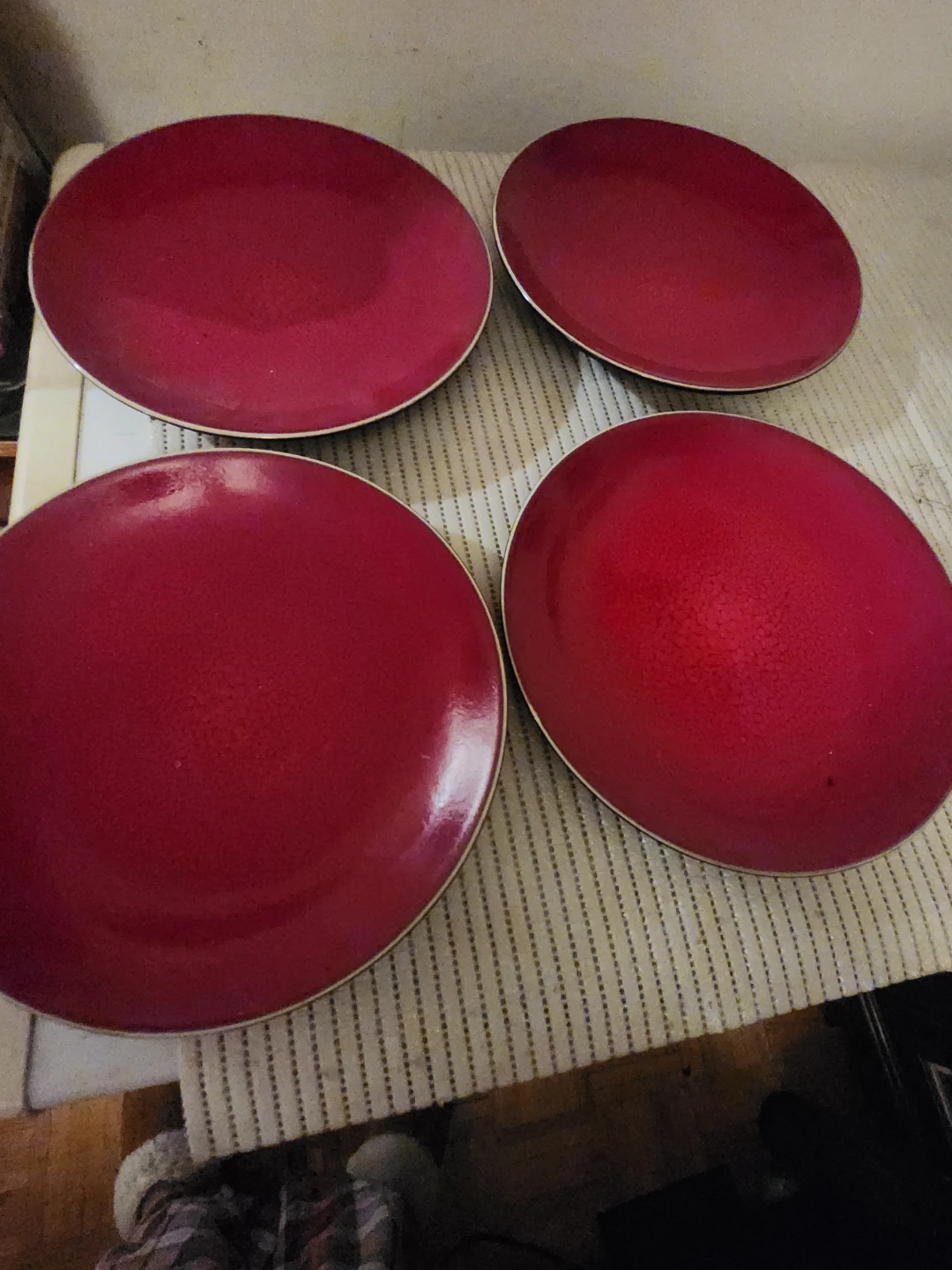 Set of 4 Red Dinner Plates