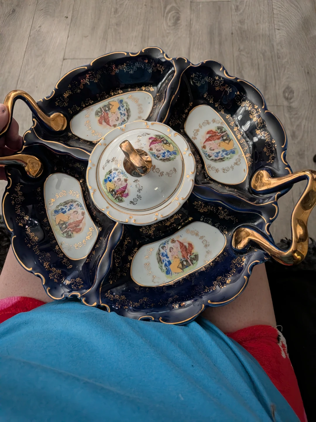 Vintage Porcelain Serving Platter with Lid