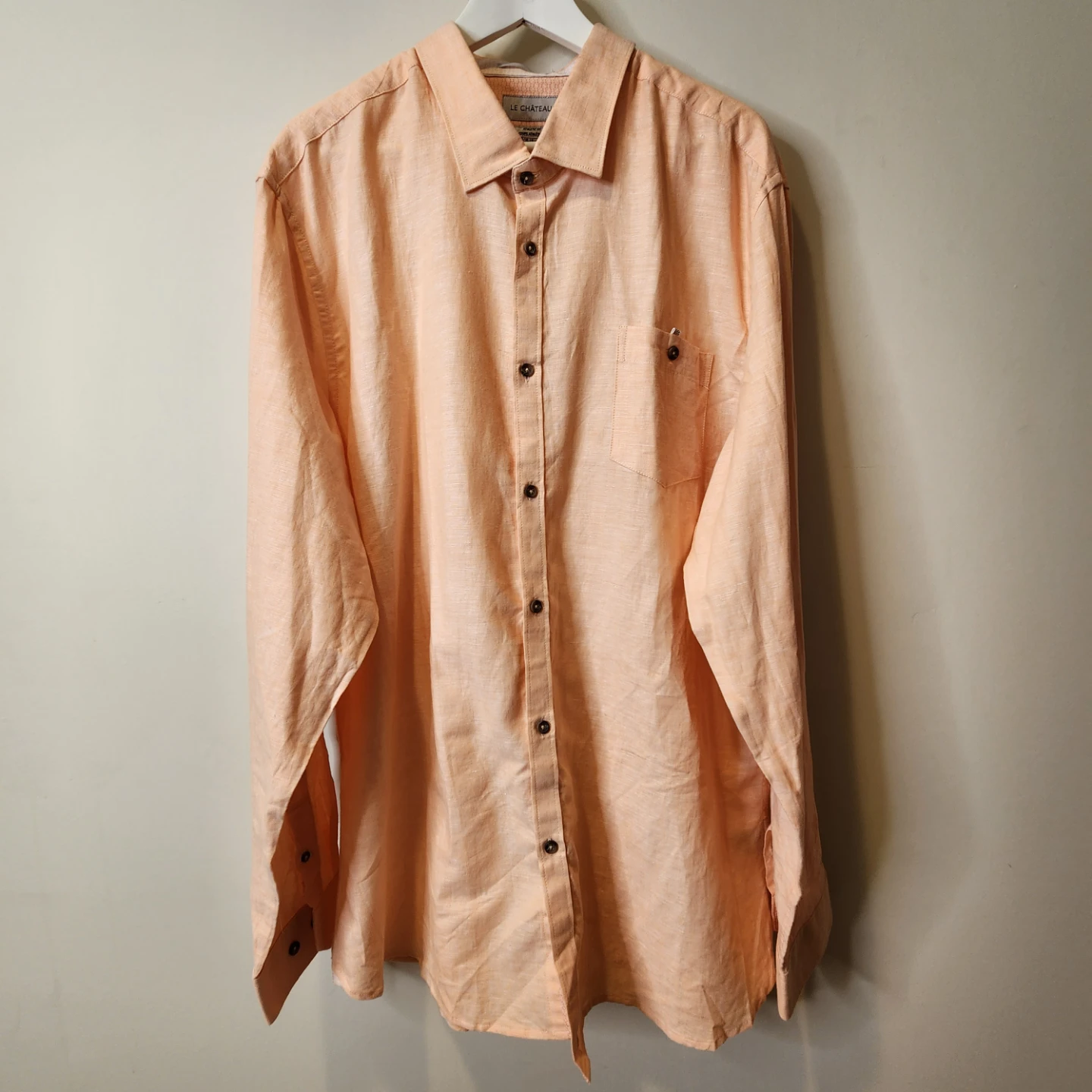 Le Château Athletic Fit Long Sleeve Shirt Peach Size XXL