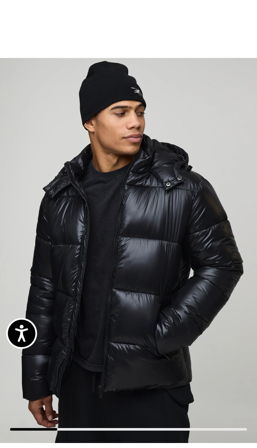 boohooMAN Black Puffer Jacket