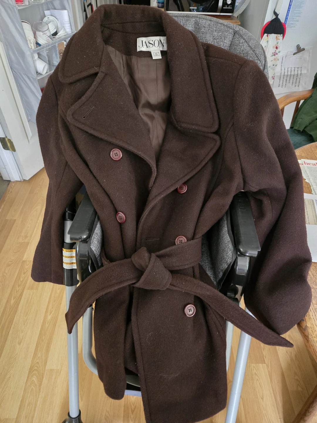 Jason Kole Chocolate Brown Wool-Blend Coat - photo 5