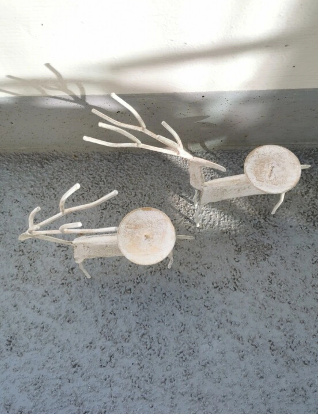 Rustic Metal Reindeer Pillar Candle Holders Pair Christmas Decor - photo 3