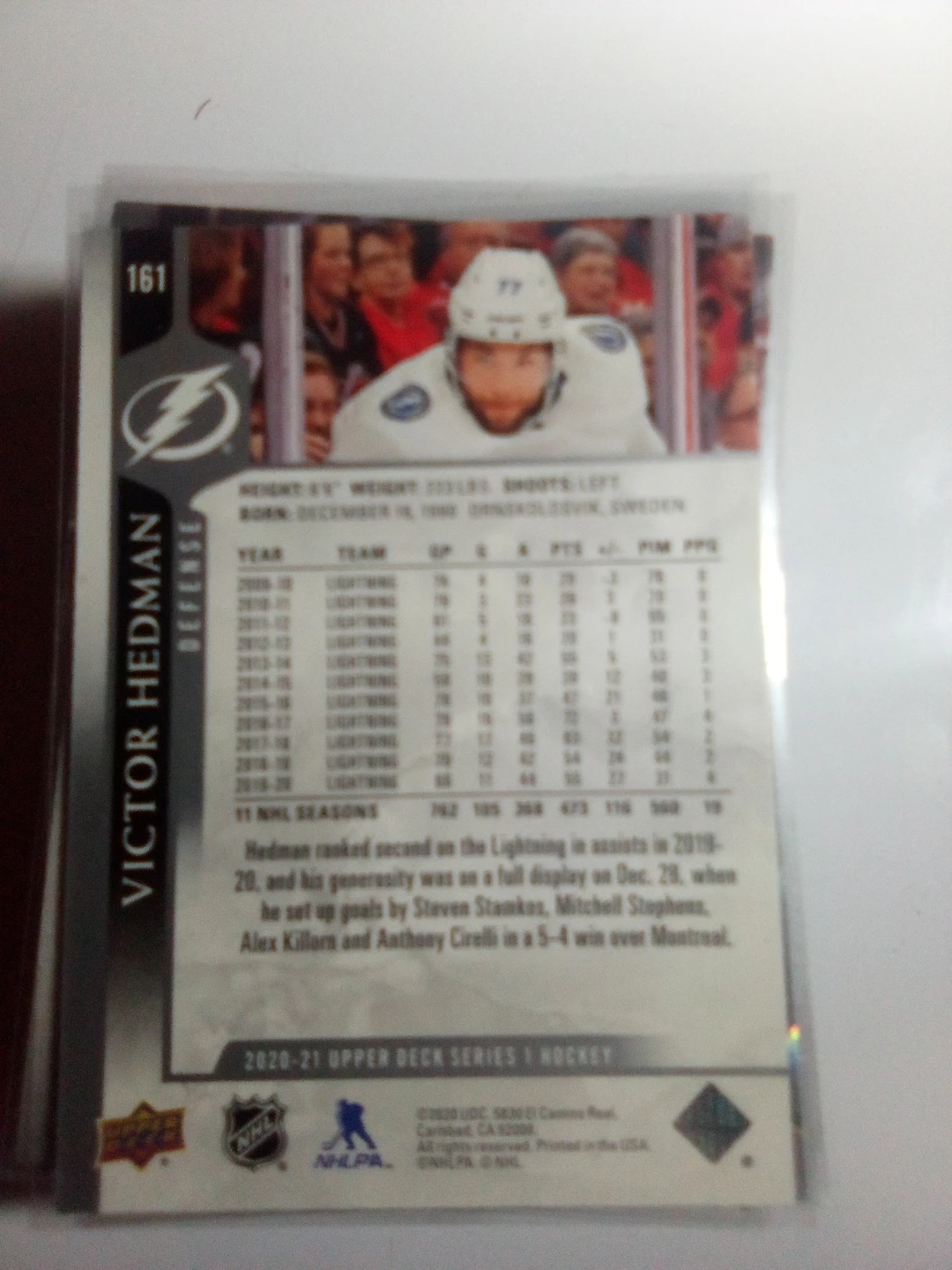 2020-21 Upper Deck Victor Hedman Hockey Card - photo 2