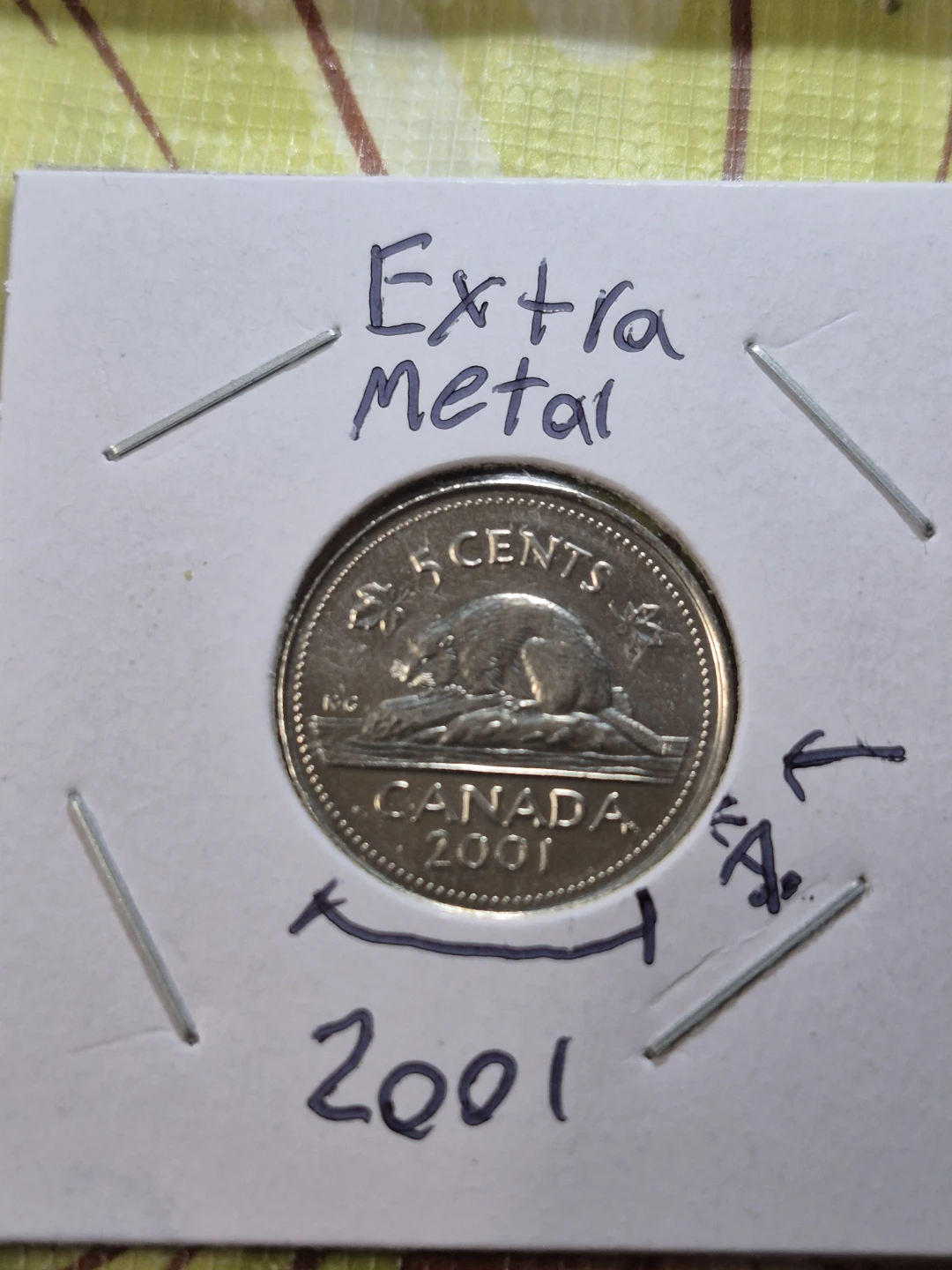 2001 Canadian 5-cent Coin with Error