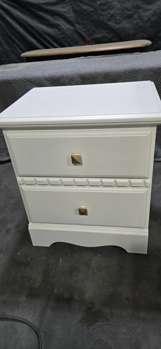 Pair of off  White Nightstands with Gold Accents - photo 2