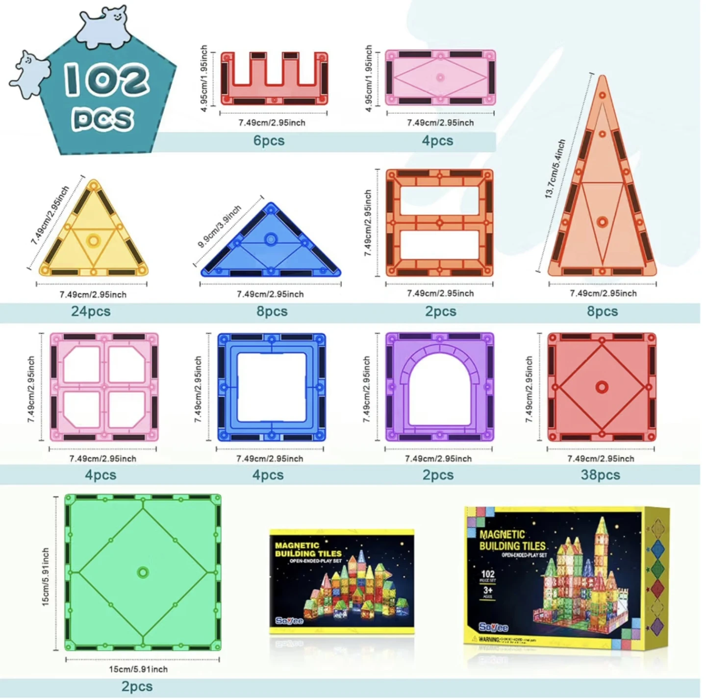 Magnetic Tiles Building Blocks - photo 3
