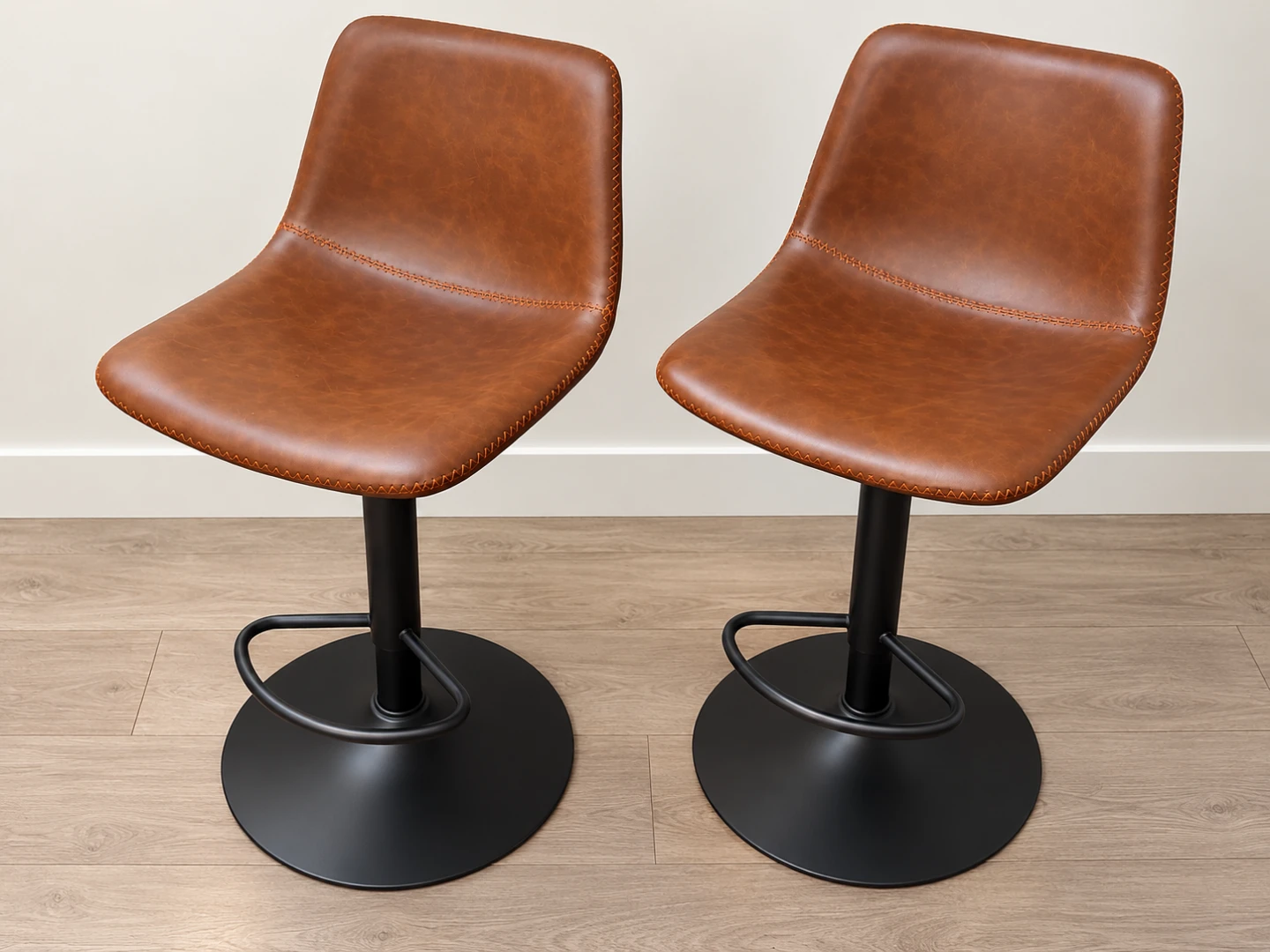 JYSK Set of Two Brown Faux Leather Bar Stools