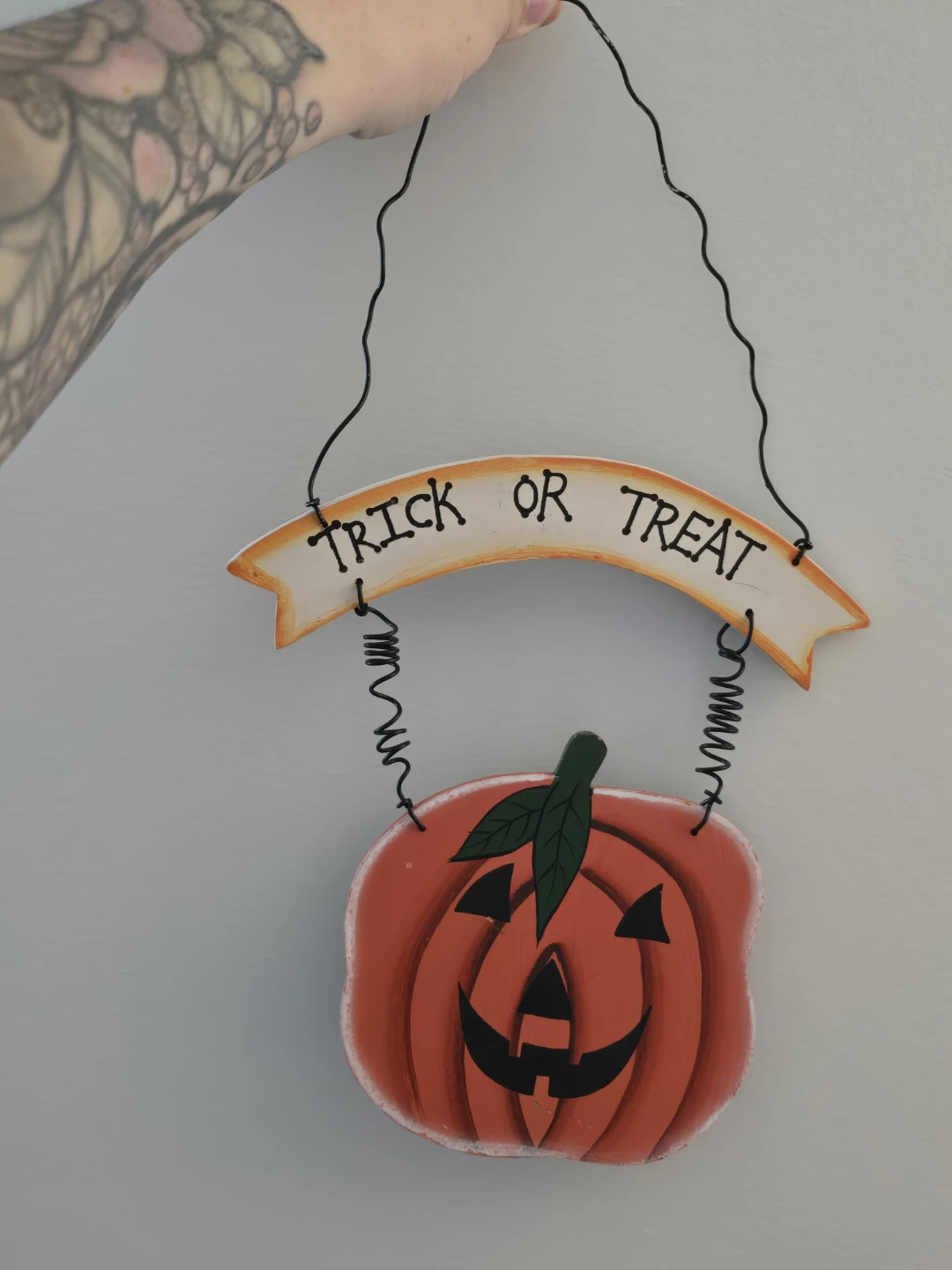 Halloween Trick or Treat pumpkin hanging wall decor