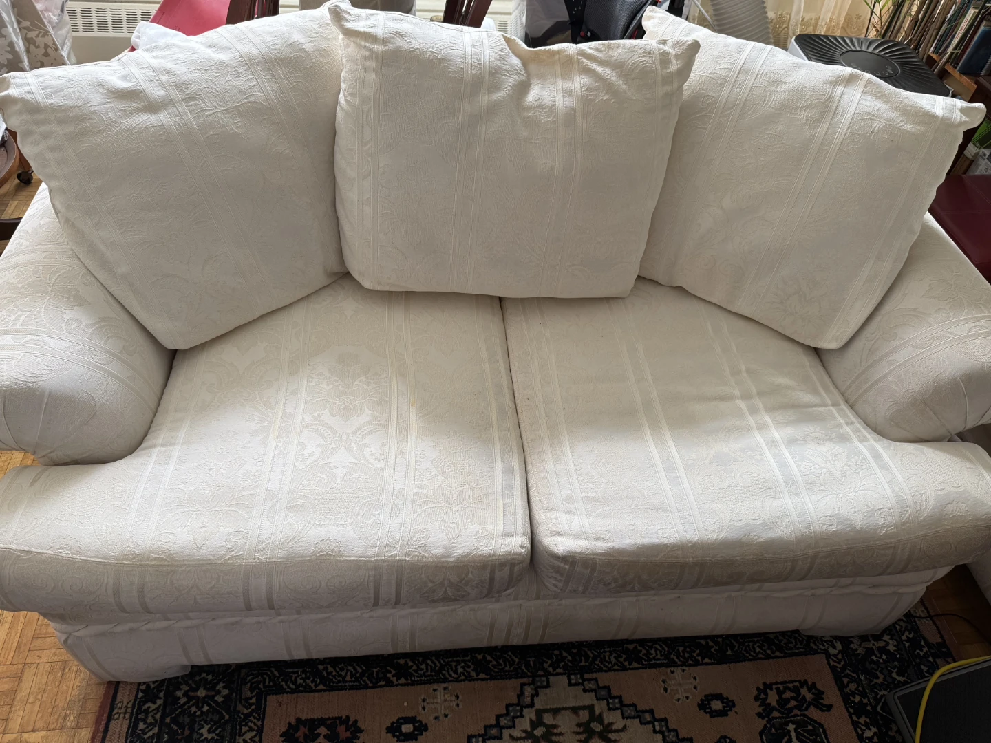 Cream Patterned Two-Seater Sofa