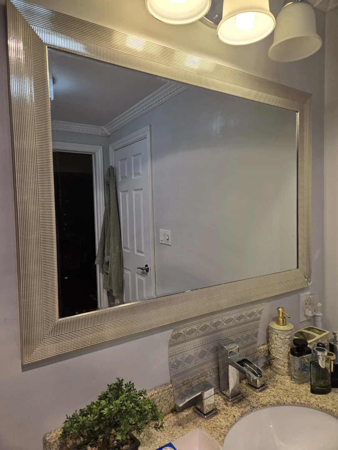 Large Bathroom Wall Mirror with Textured Frame
