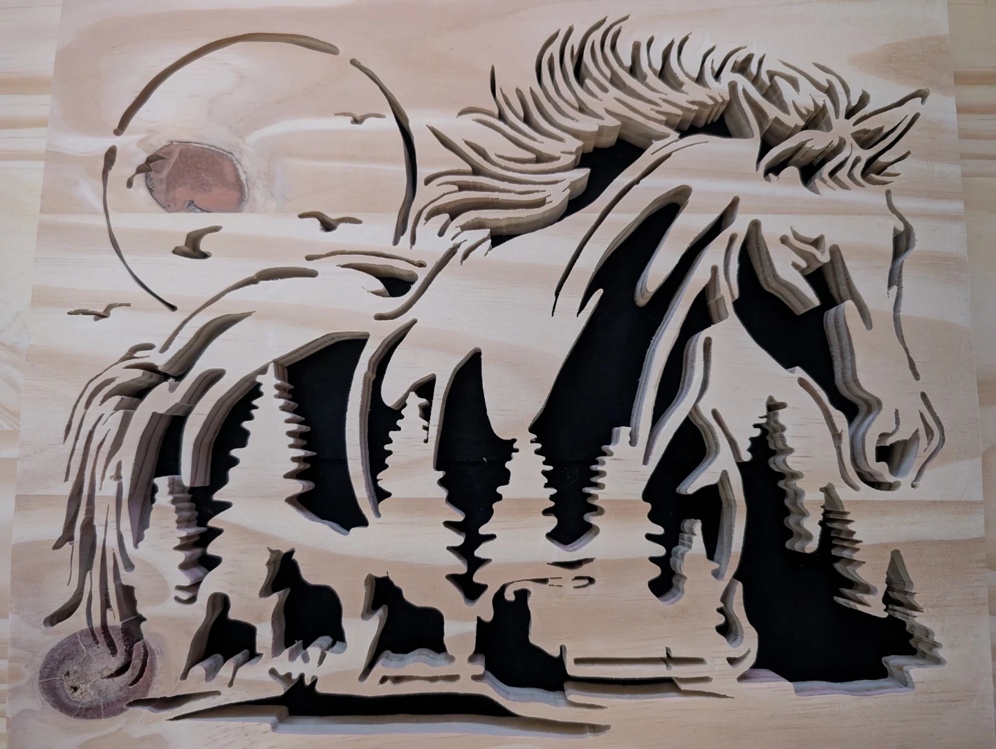 Handcrafted Wild Horse Scroll Saw Wall Art - photo 2