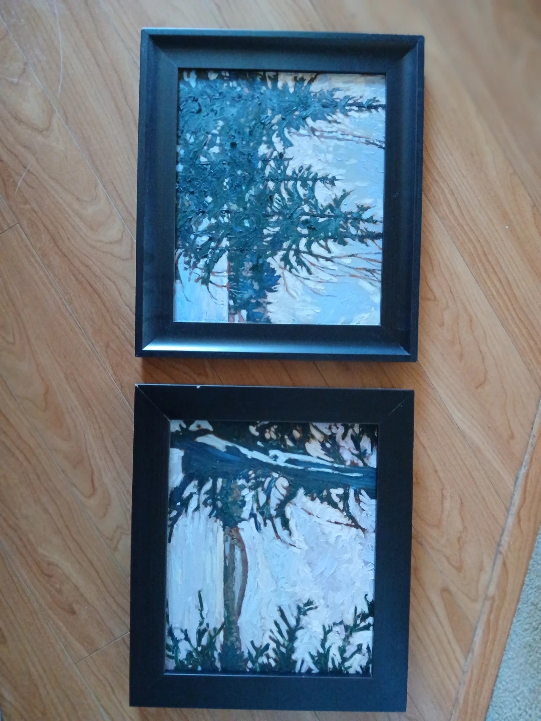 Set of Two Framed Pine Tree Paintings