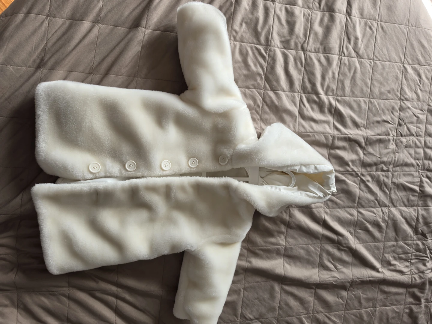 White Faux Fur Hooded Toddler Coat