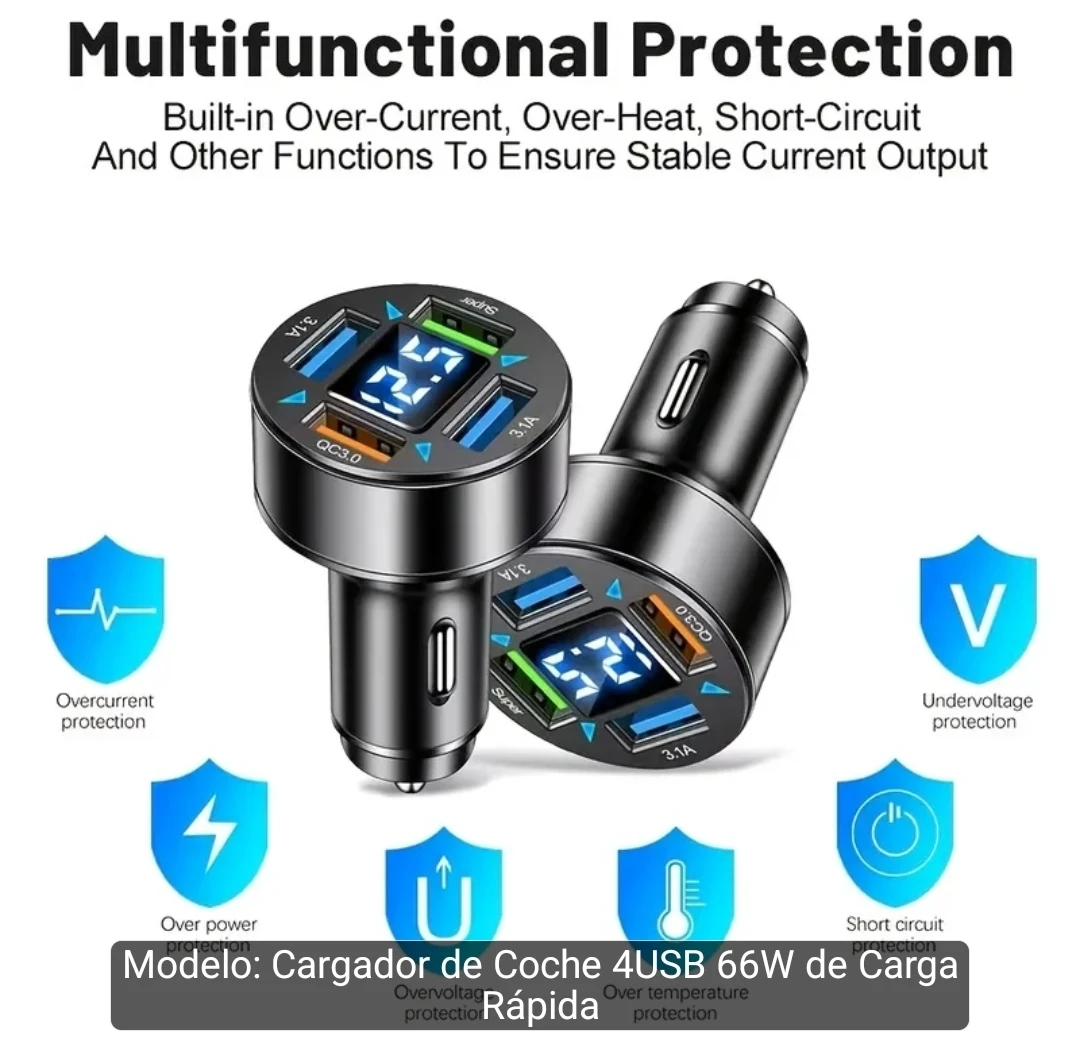 Sovgaro 4-Port 66W Car Charger
