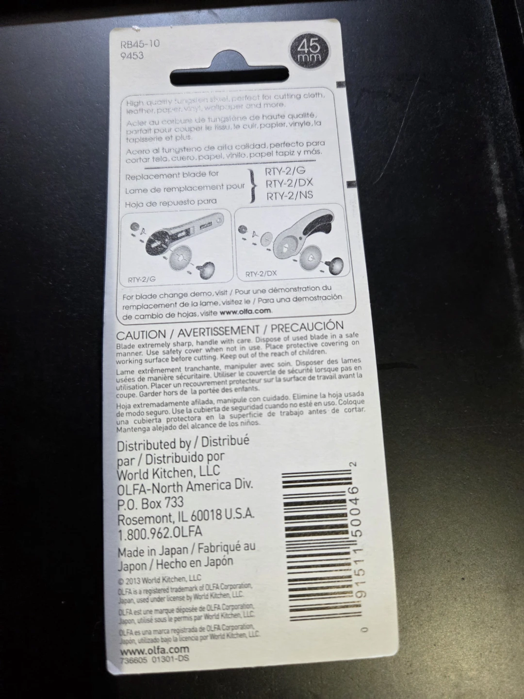 OLFA 45mm Rotary Blades, 10 Pack /RB45-10 - photo 2