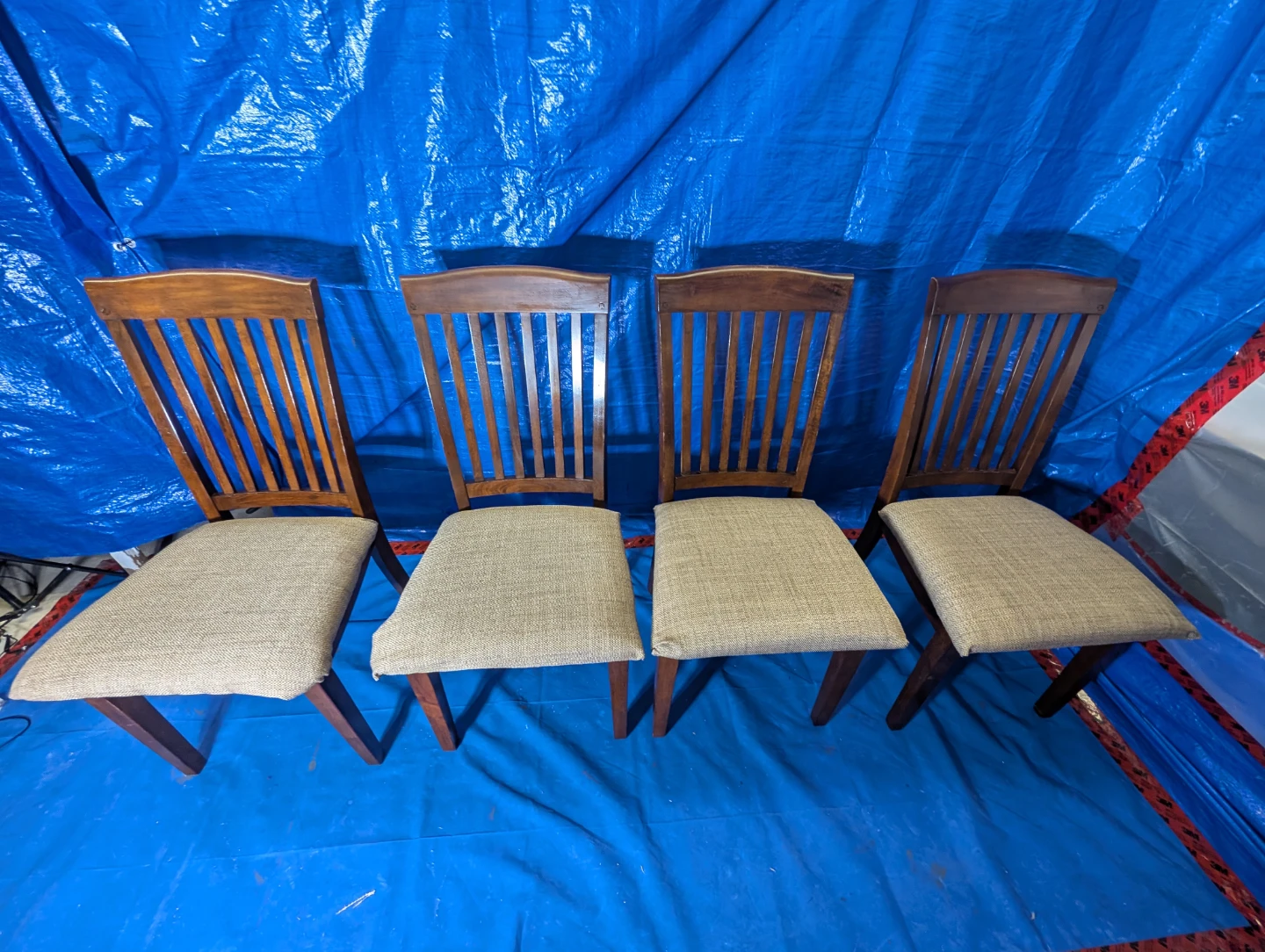 Set of 4 Wooden Dining Chairs (Reupholstered) - photo 5