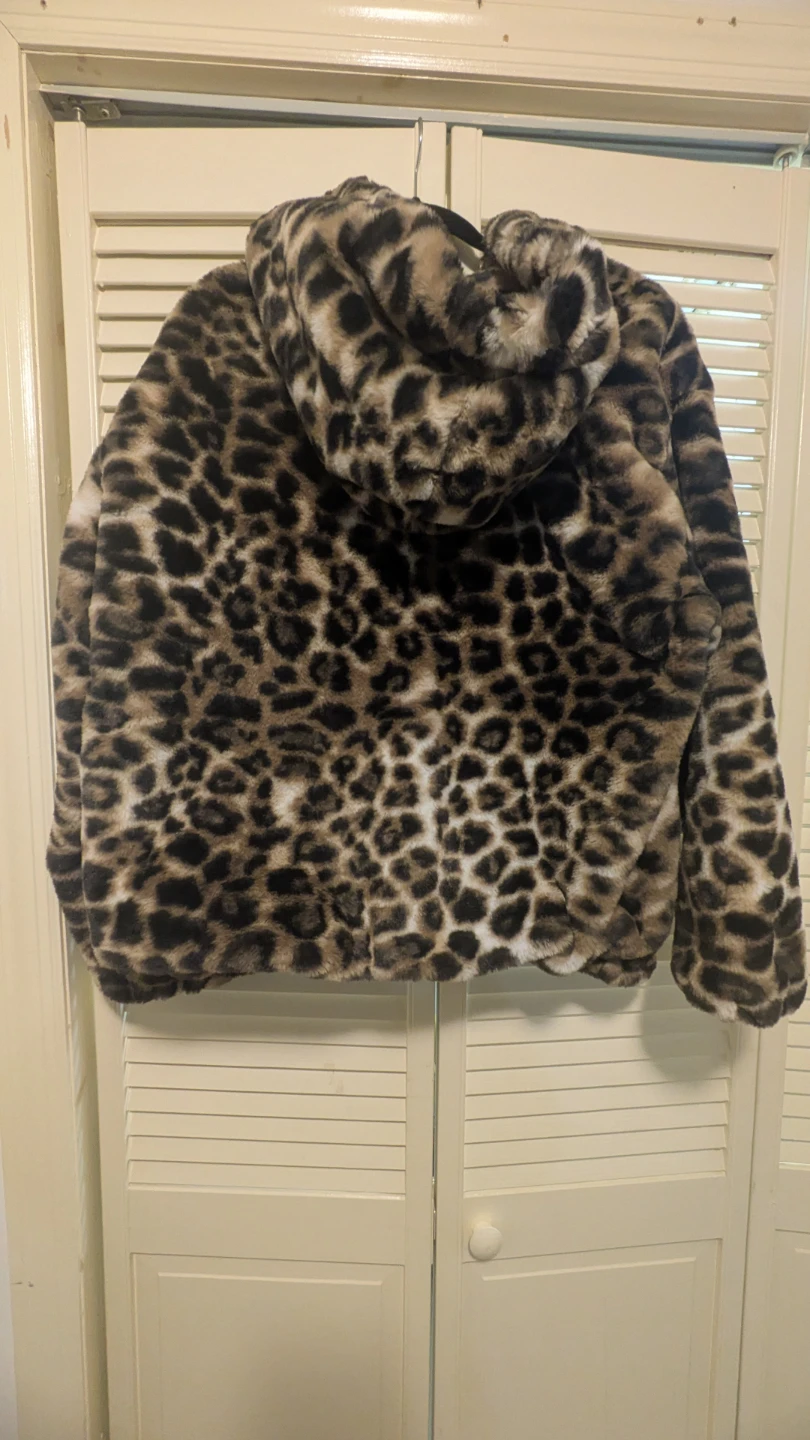 Leopard Print Faux Fur Hooded Jacket - photo 2