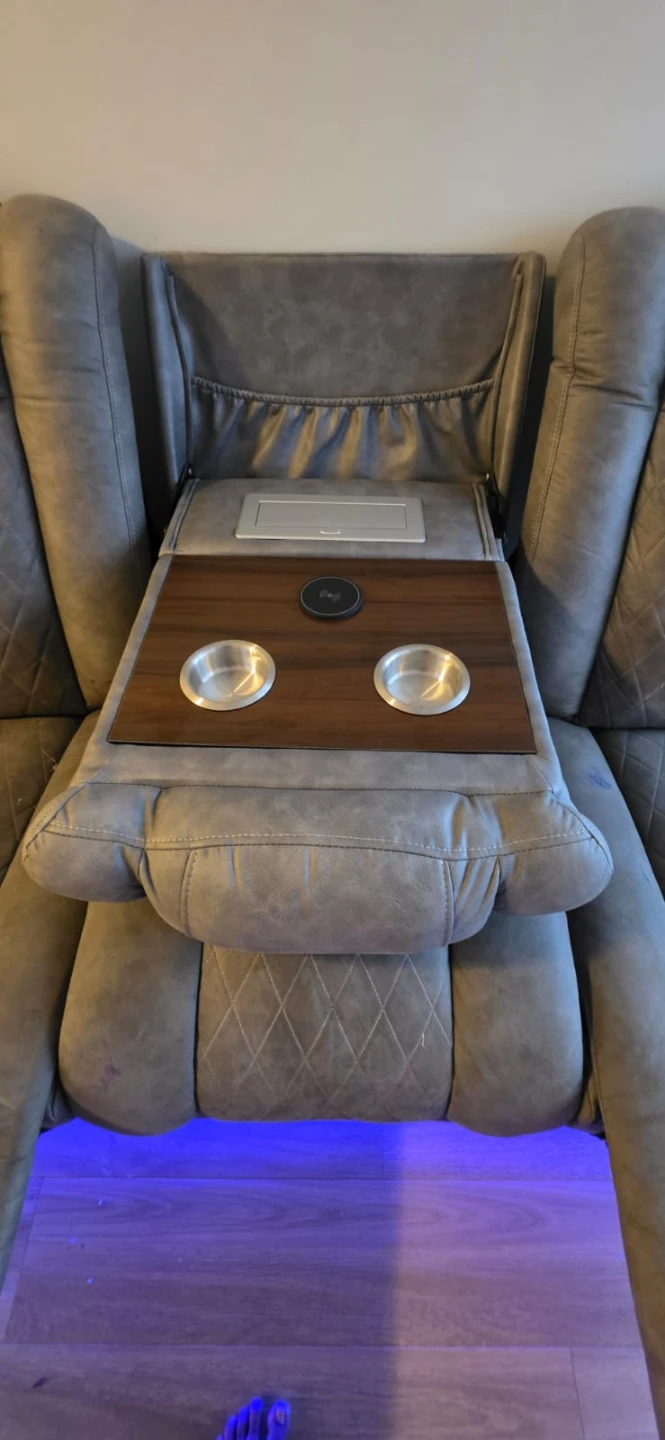 Grey Power Reclining Sofa with LED Lighting - photo 5