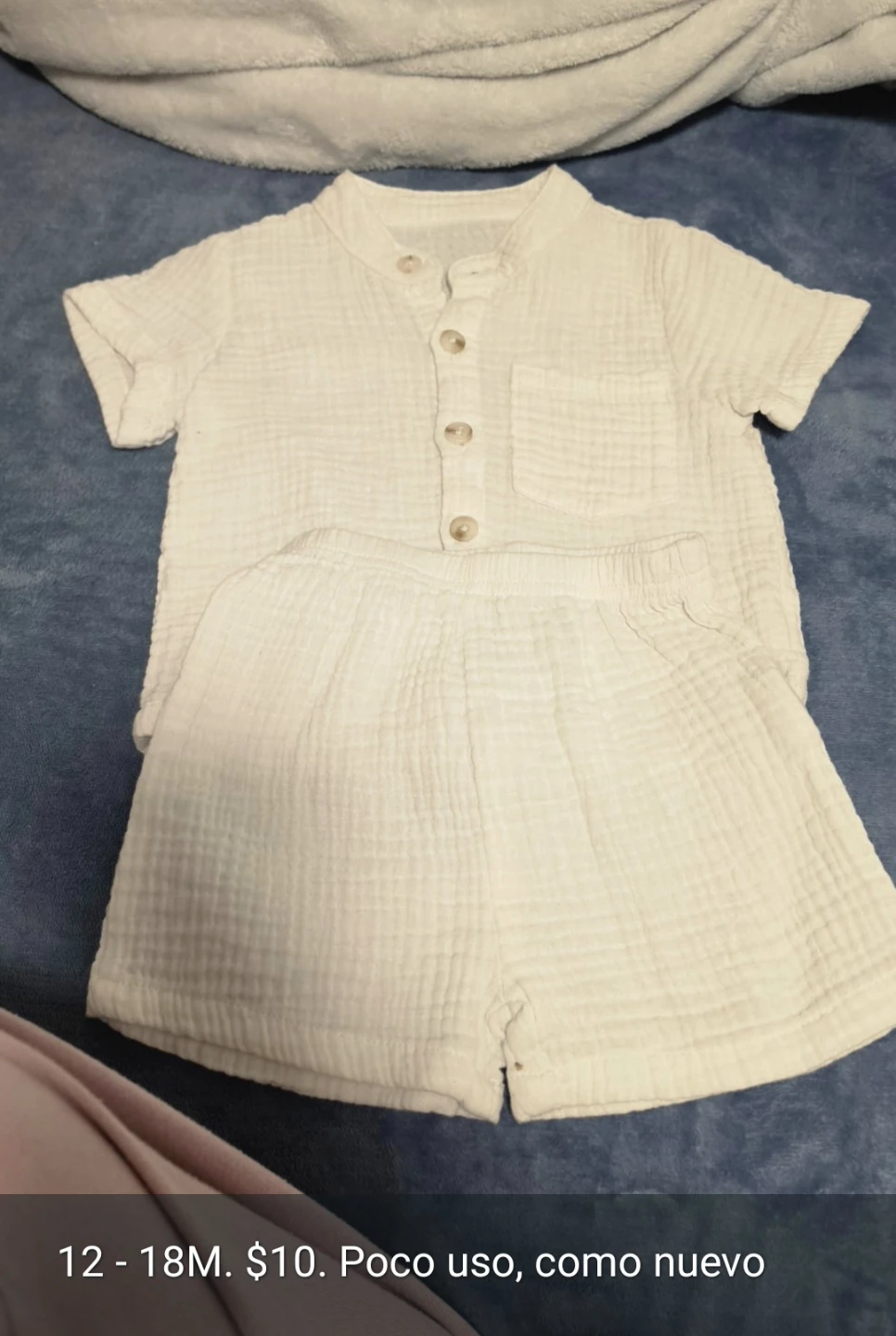 Cream Muslin Shirt and Shorts Set