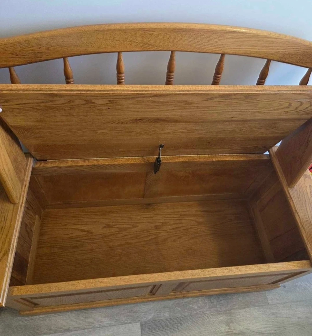 Solid Oak Wooden Storage Bench - photo 3