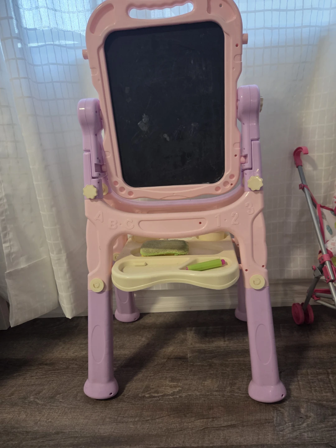 Easel White Board & Chalkboard Double Side Adjustable Standing