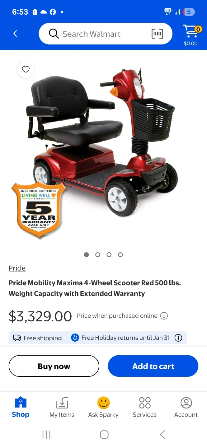 Pride Mobility Maxima 4-Wheel Scooter Red