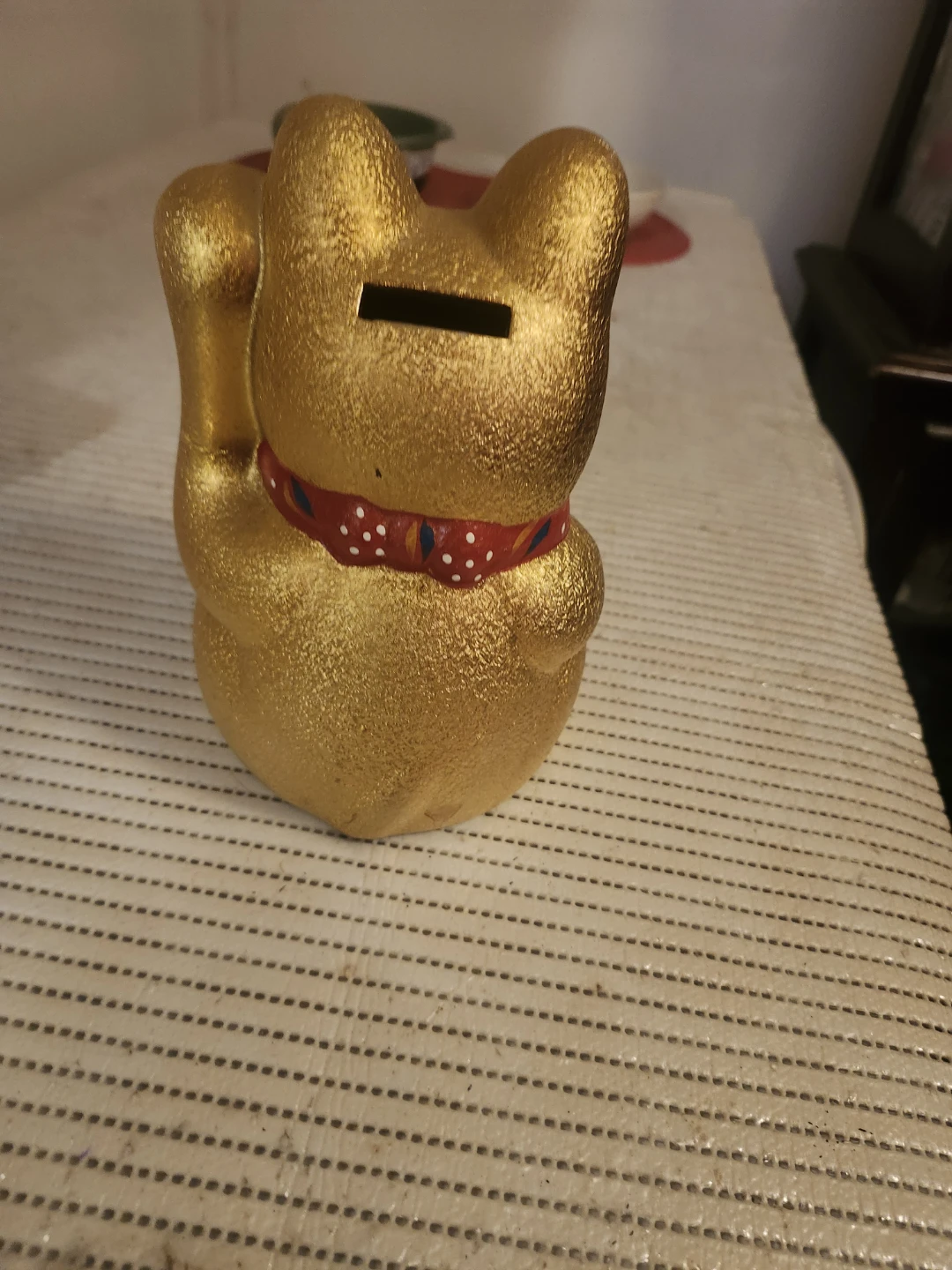 Gold Lucky Cat Maneki-Neko Coin Bank - photo 2