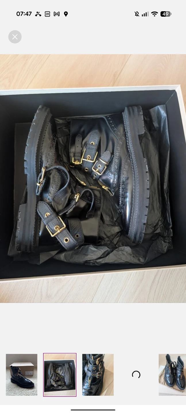 Burberry Black Leather Buckle & Zip Brogue Boot - 40 - photo 2
