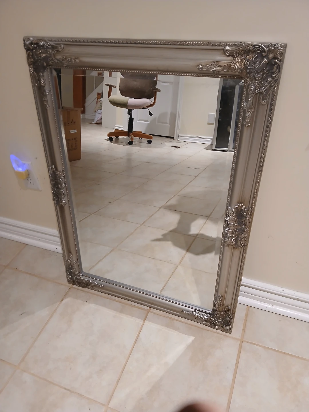Ornate Silver Framed Wall Mirror $50 -pick up Mississauga