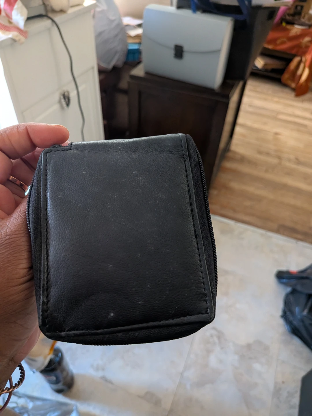 Black Genuine Leather Zip-Around Wallet - photo 3