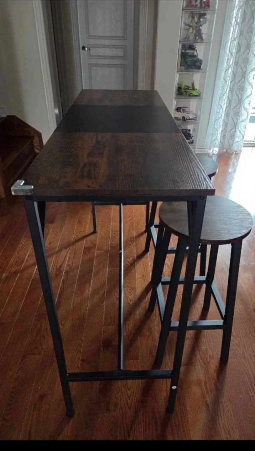 Rustic Brown 3-Piece Bar Table and Stools Set - photo 2