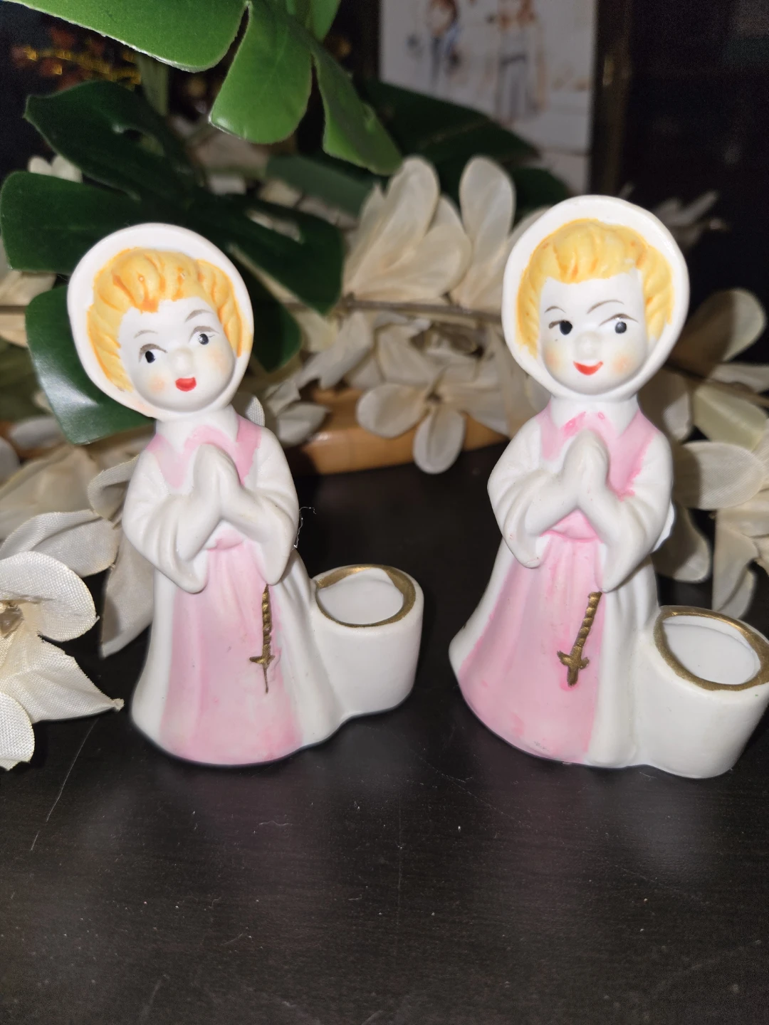 Vintage Ceramic Praying Angel Candle Holders - photo 2