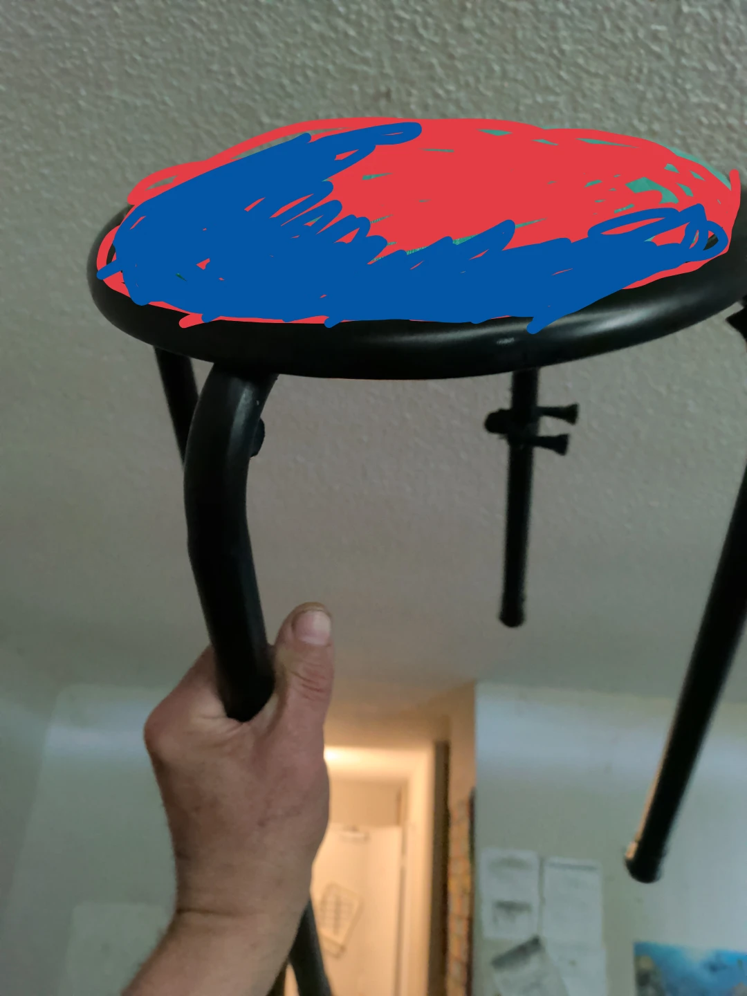 Black Metal Folding Stool