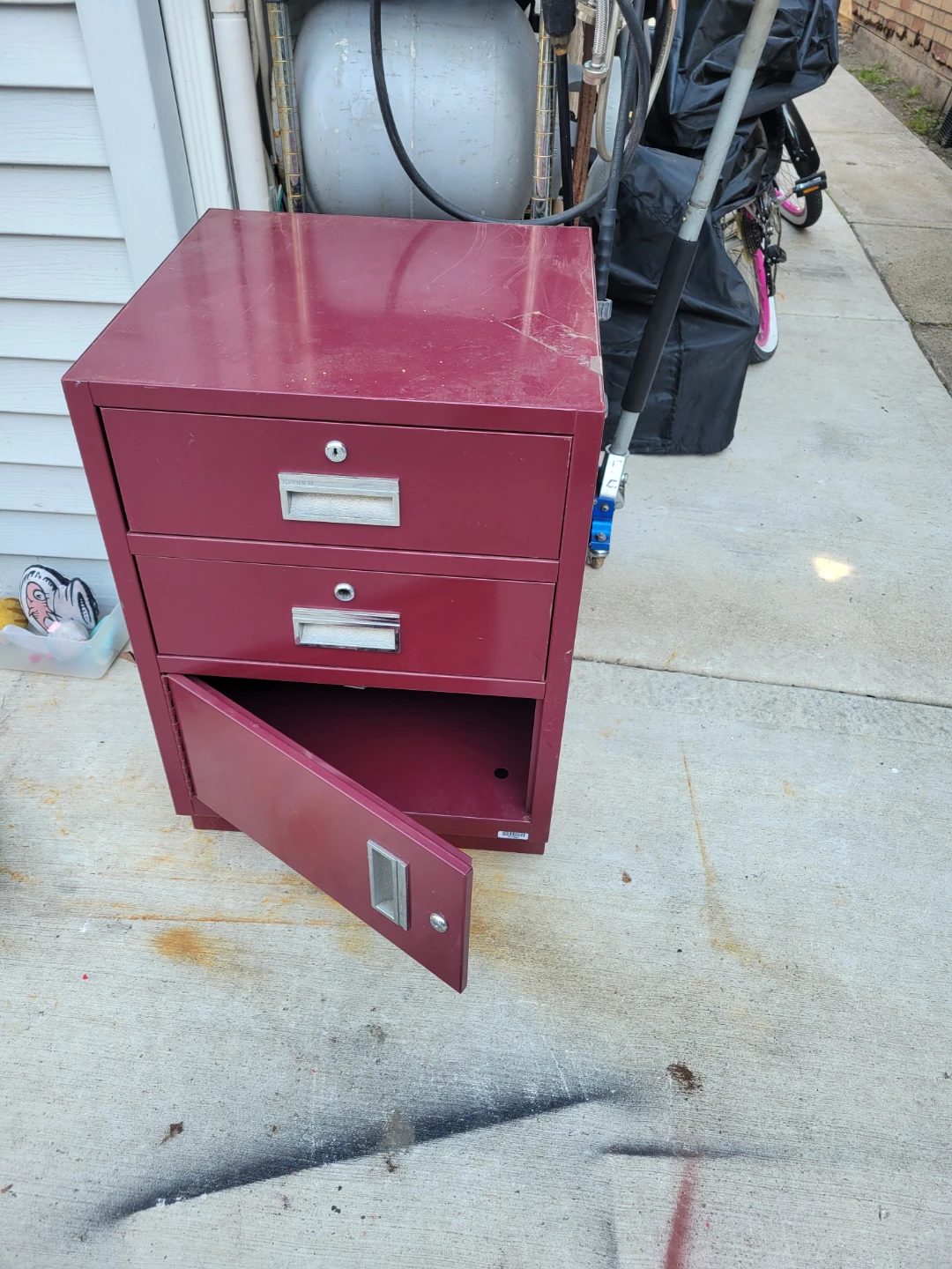 Burgundy Metal Storage Cabinet - photo 4