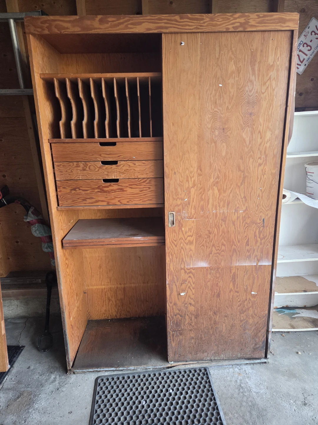 Vintage Wooden Sliding Door Cabinet - photo 3