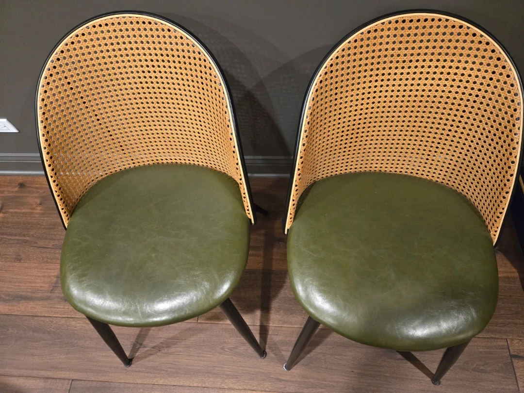 Set of Two Green Rattan Accent Chairs - photo 2