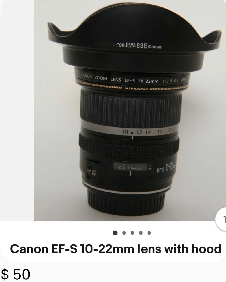Canon EF-S 10-22mm Lens with Hood