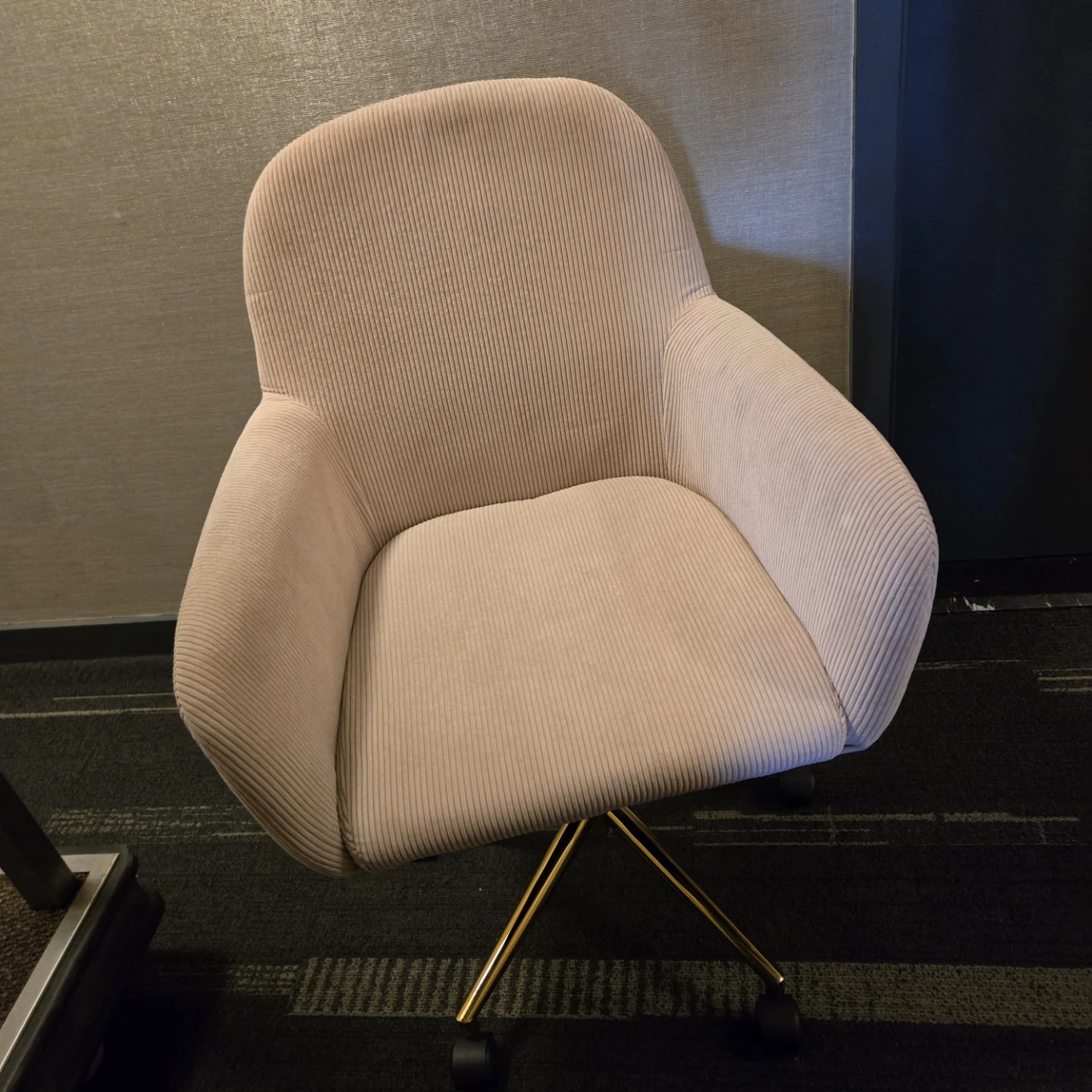 Pink Corduroy Rolling Desk Chair - photo 4