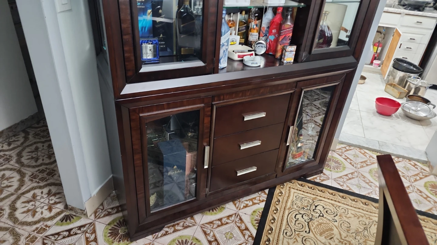 Dark Wood Dining Set with Hutch