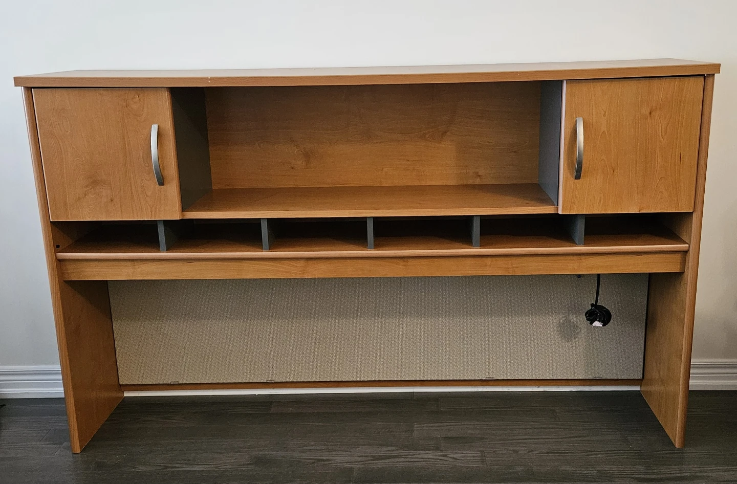 Wooden desk hutch with built-in light - photo 2