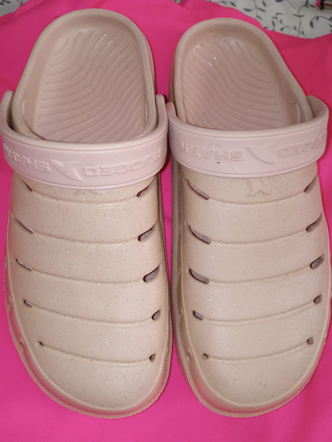 Rugged Shark Pink Glitter Clogs