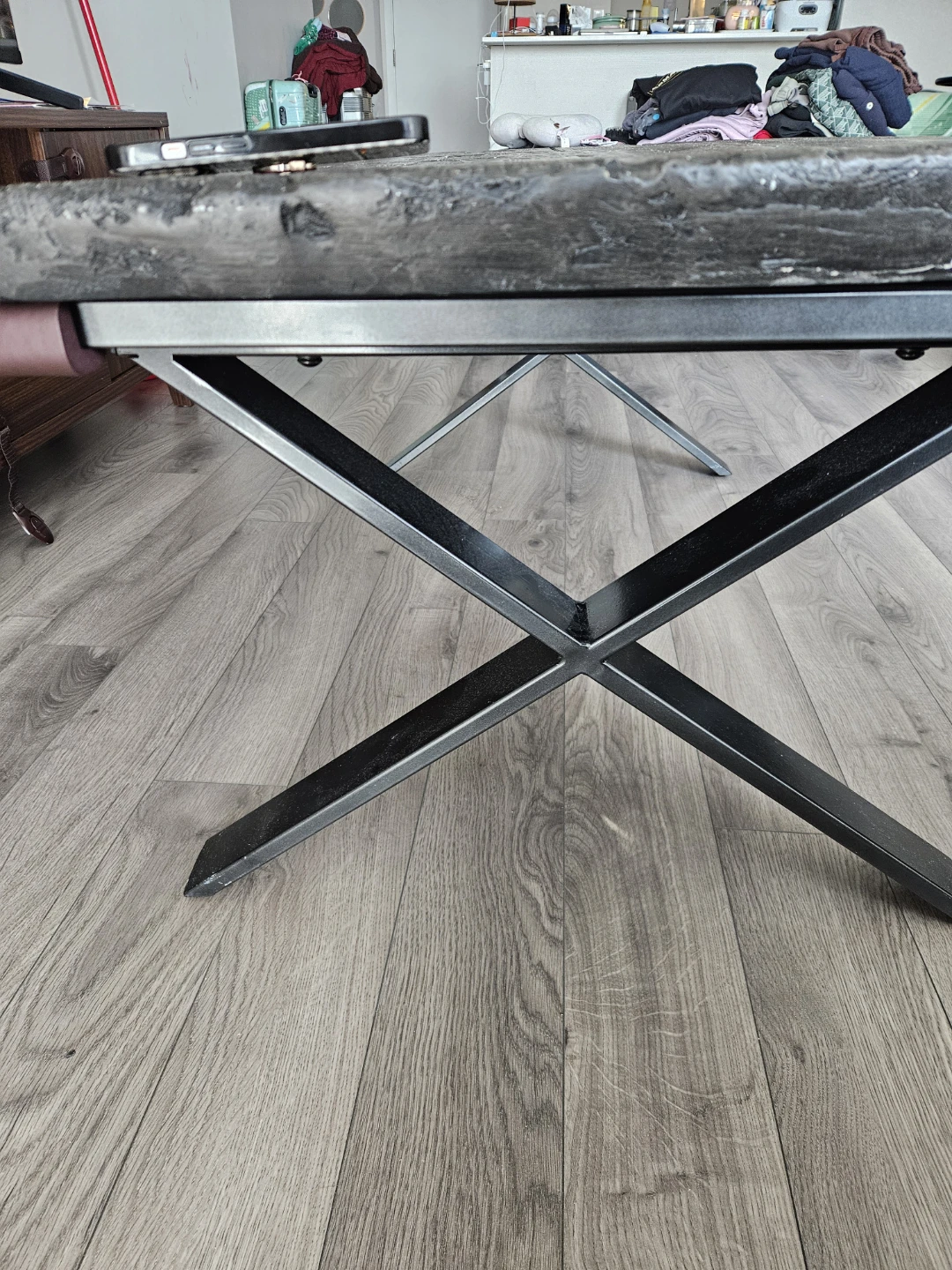Rustic Wood Coffee Table with Metal X-Legs - photo 2