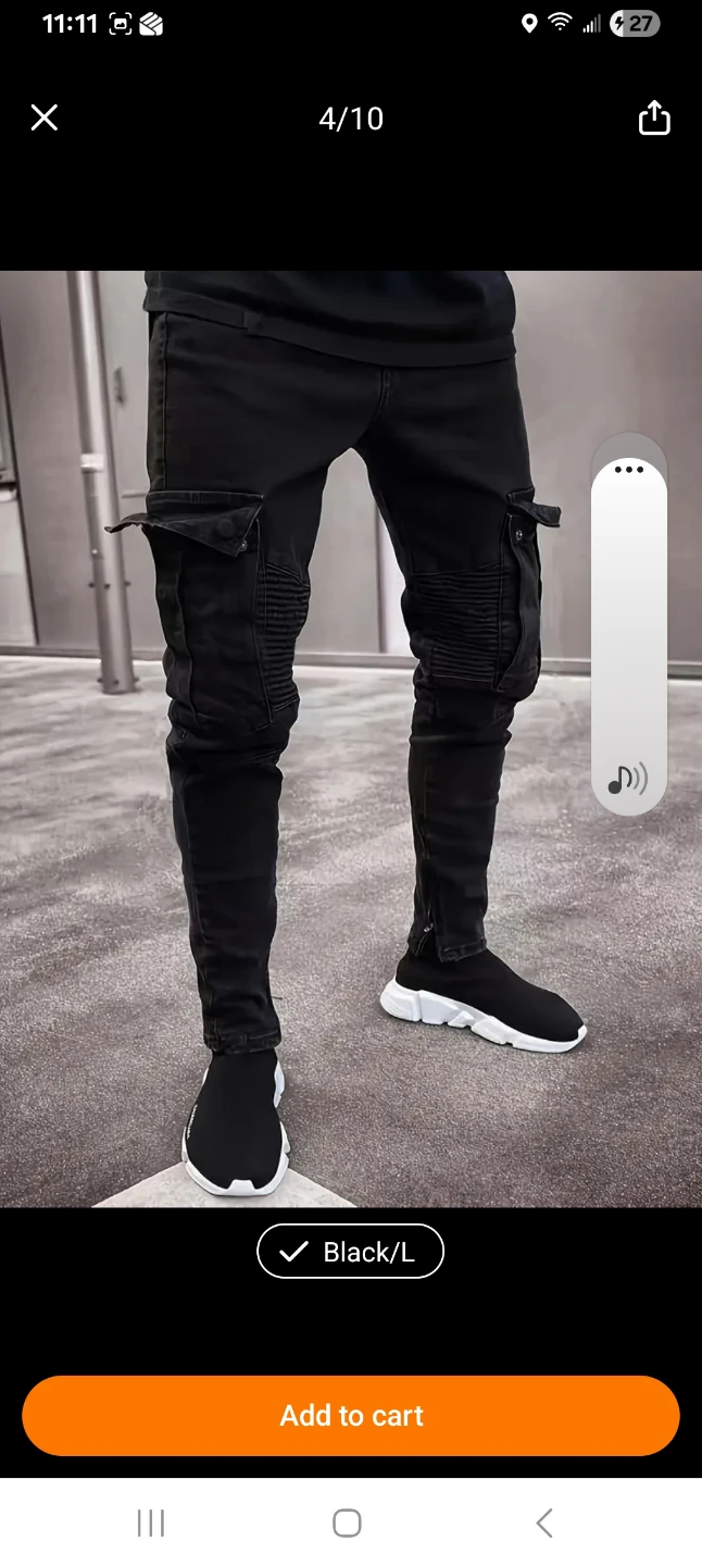 Black Slim Fit Cargo Pants - photo 2