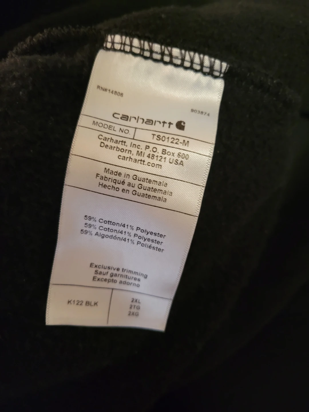 Carhartt Marquette zipper Hoodie Sweatshirt Black Men's Size 2XL - photo 4